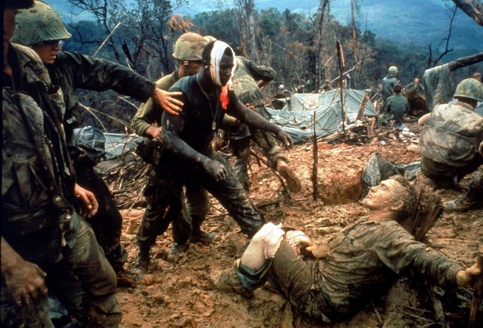 Vietnam War Soldiers in Muddy Battlefield