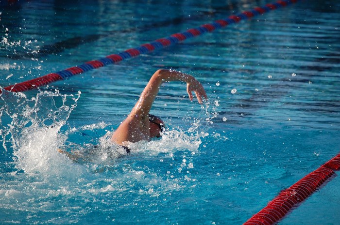 Swimmer in a pool during a race