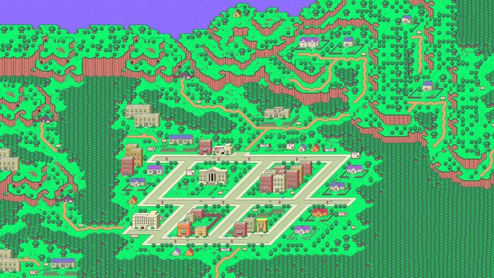 Earthbound Overworld Map with Town and Forest