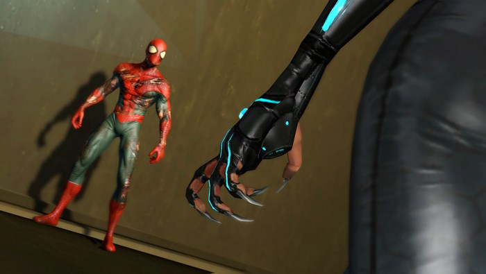 Spider-Man from Edge of Time facing a character with claws