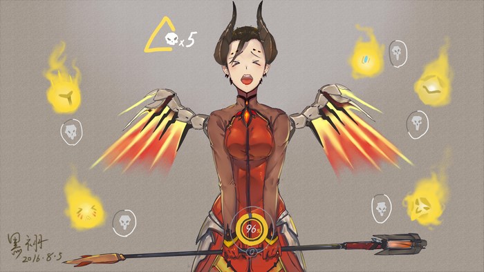Mercy from Overwatch with demon wings