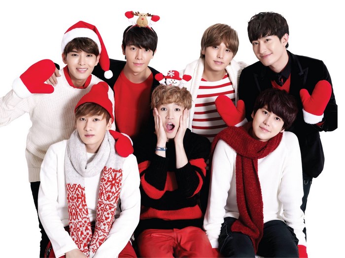 Super Junior members in Christmas attire