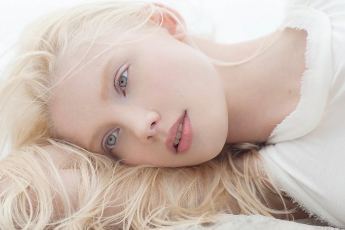 Portrait of Daria Zhemkova with Soft Blonde Hair