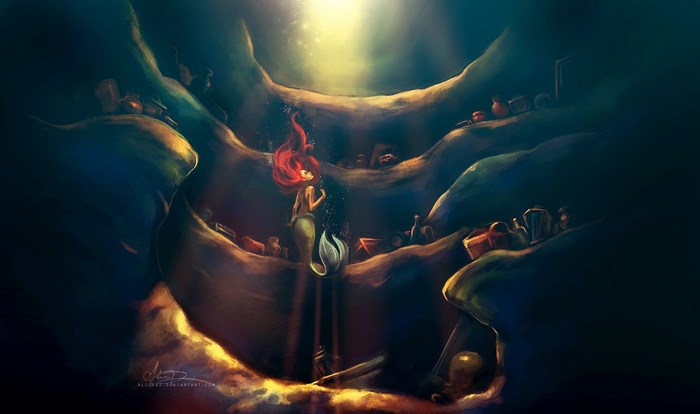 Ariel from The Little Mermaid in her grotto