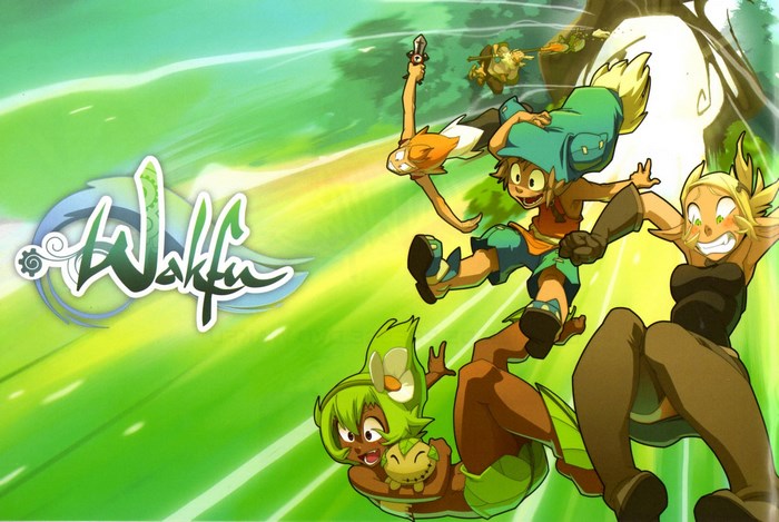 Wakfu characters in a green landscape