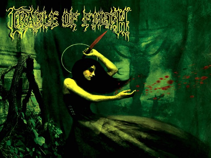 Cradle of Filth album art with woman and knife