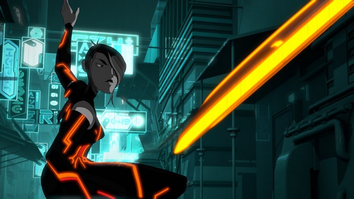 Tron: Uprising - Beck in a futuristic city