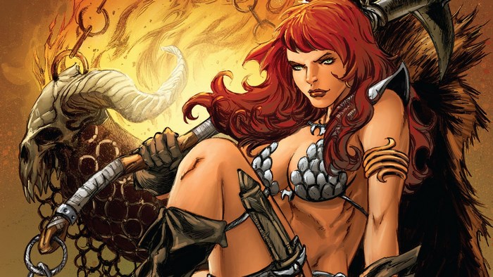 Red Sonja with a Skull Axe