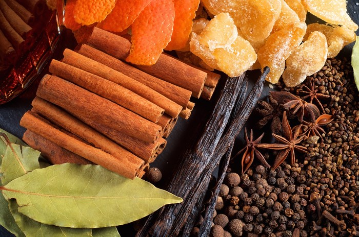 Assortment of aromatic spices and herbs