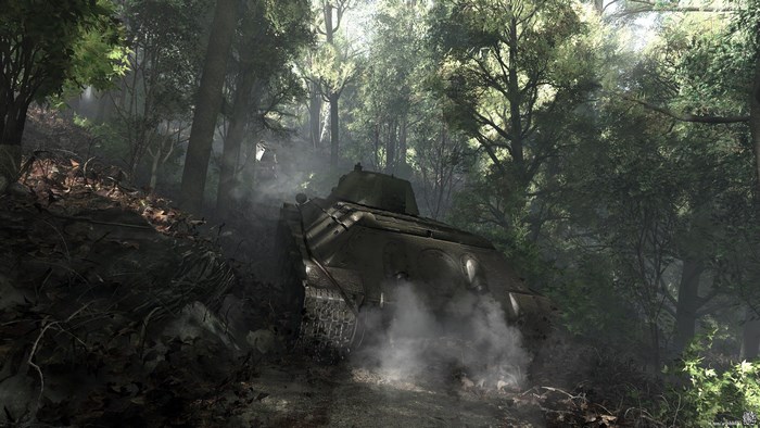 Tank in a forest