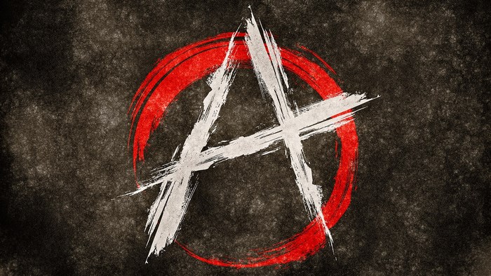 Anarchy symbol with red circle and white A