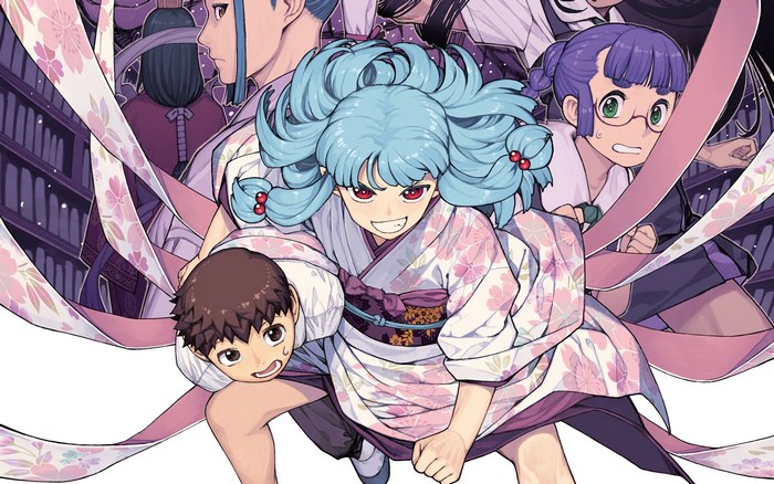 Tsugumomo characters in traditional Japanese attire