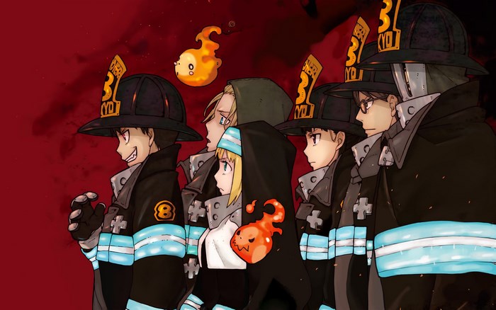 Fire Force characters with fire spirits
