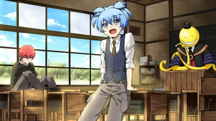 Koro-sensei and students from Assassination Classroom