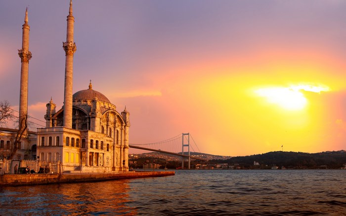 Ortaköy Mosque and Bosphorus Bridge at Sunset, Istanbul