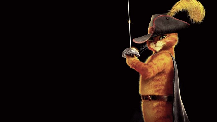 Puss in Boots with Sword and Feathered Hat