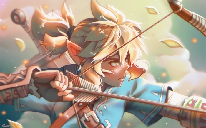 Link from The Legend of Zelda: Breath of the Wild with bow