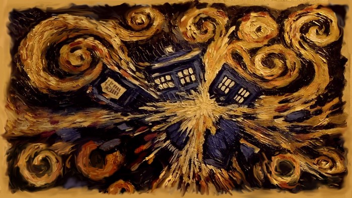 Doctor Who TARDIS in Starry Night style