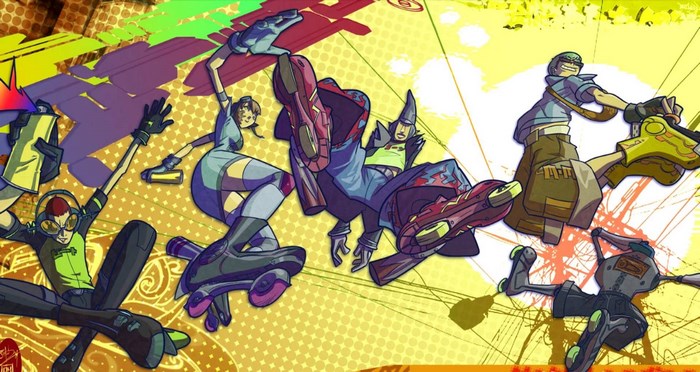 Jet Set Radio Future characters on yellow background
