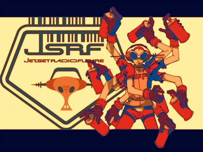 Jet Set Radio Future character with spray cans