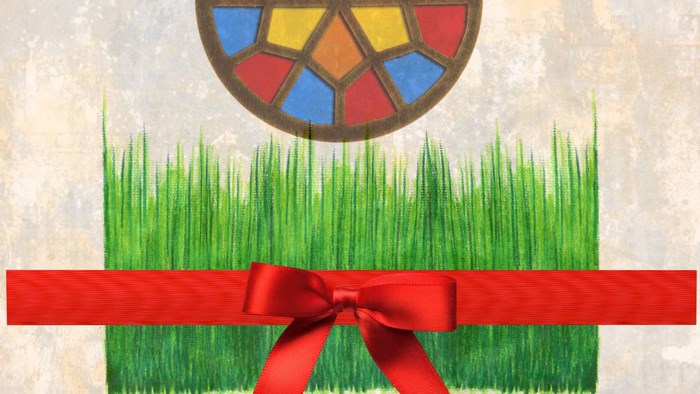 Norooz decoration with stained glass and grass