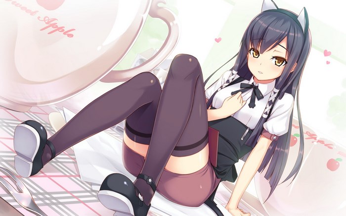 Cute Neko Girl with Cat Ears in Stylish Outfit