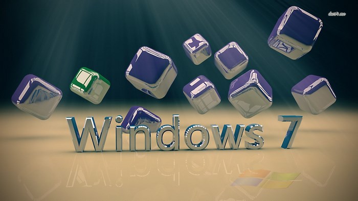 Windows 7 logo with floating cubes