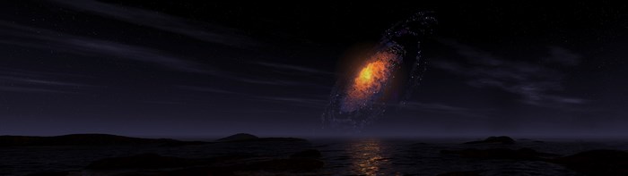 Galaxy over ocean at night