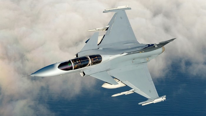 Saab JAS 39 Gripen fighter jet in flight