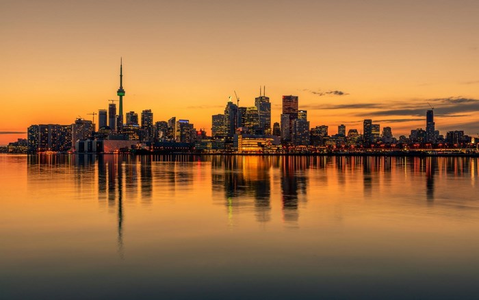 Toronto Skyline at Sunset Reflection