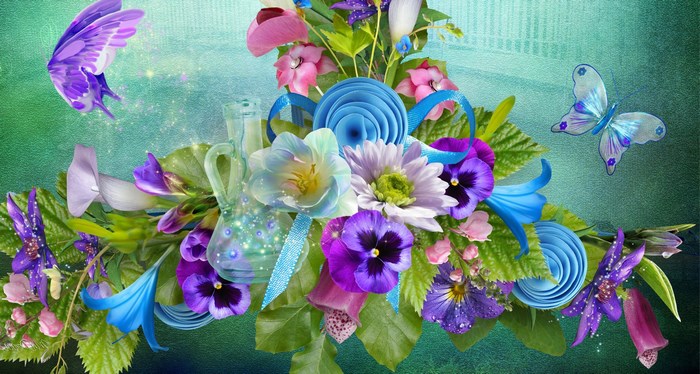 Spring floral arrangement with butterflies