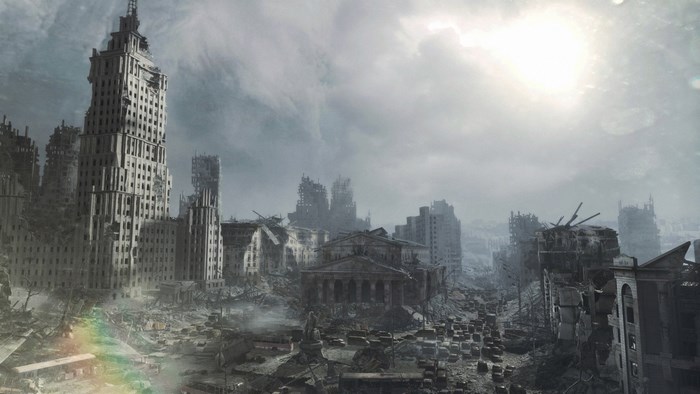 Ruined city skyline from Metro: Last Light Redux