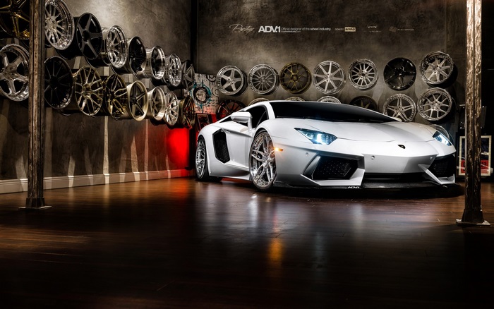 White Lamborghini Aventador with ADV.1 Wheels