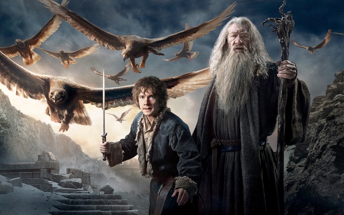 Bilbo Baggins and Gandalf from The Hobbit with Eagles