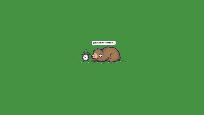 Bear and alarm clock with text