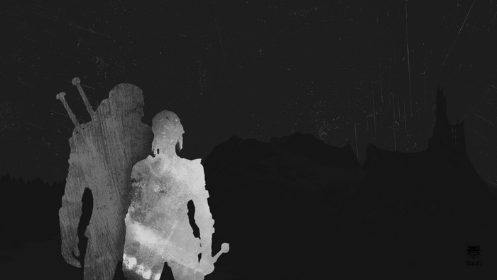 Geralt and Ciri silhouettes from The Witcher 3