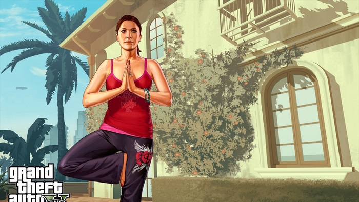 GTA 5 Female Character Yoga Pose Outdoors