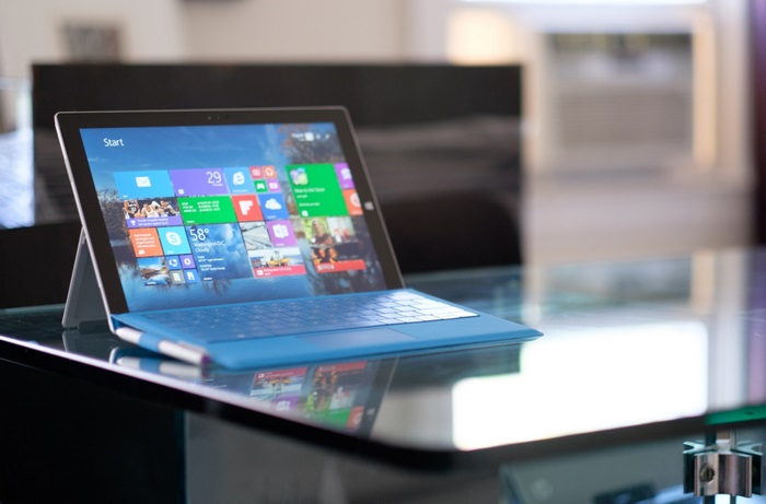 Microsoft Surface Pro 3 with blue keyboard