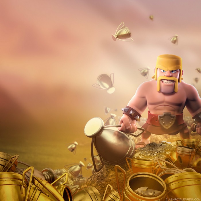 Clash of Clans Barbarian with Gold and Trophies