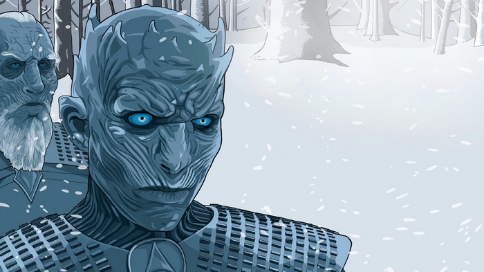 White Walkers from Game of Thrones in a snowy forest