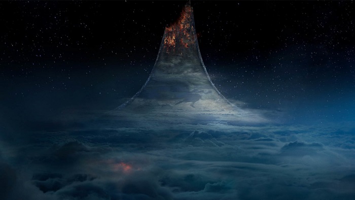 Halo Ring in Space Above Clouds 4K