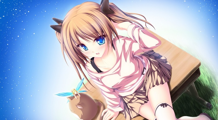 Anime Girl with Bright Blue Eyes and Butterfly Wings 4K