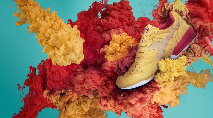 Yellow Diadora Sneakers with Red and Yellow Ink