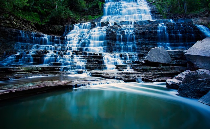 Pongour Waterfall Cascading in Natural Forest 4K