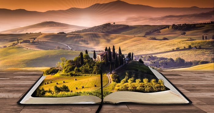 4K Surreal Landscape Emerging from Open Book