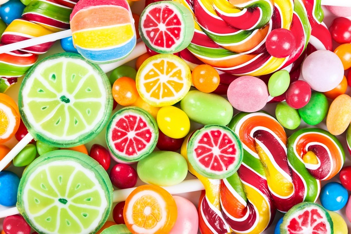 Assortment of colorful candies and lollipops