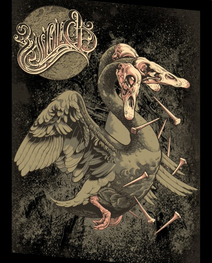 Artwork for The Baroness band featuring swans and skulls