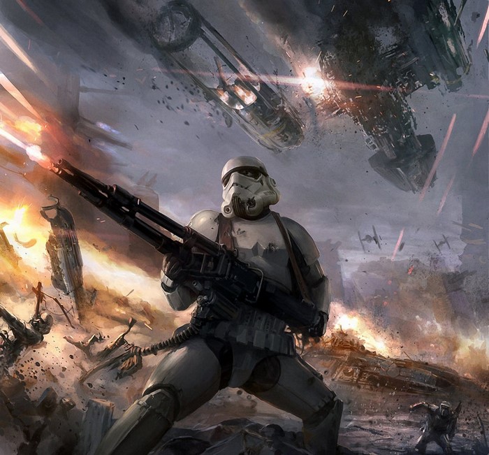 Star Wars Stormtrooper in Epic Battle Scene