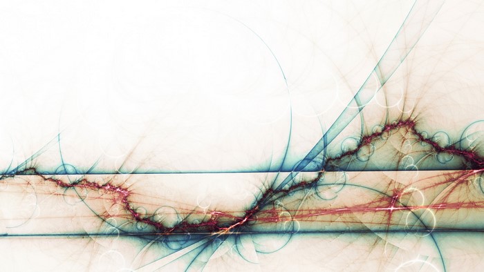 Abstract fractal art with blue and red lines