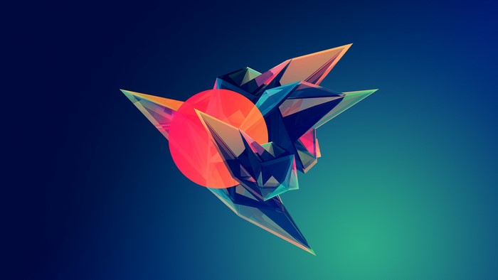 Abstract geometric artwork with a red circle